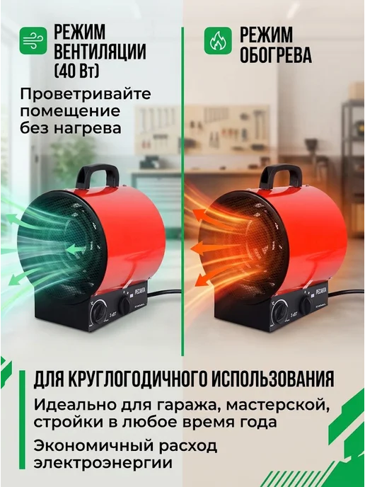 Пушка тепловая электрическая для дома ТЭП-3000К — фото 4