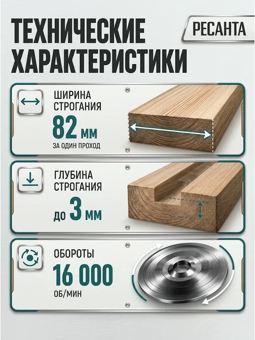 Рубанок электрический по дереву мощный широкий Р-82/1100 — фото 3