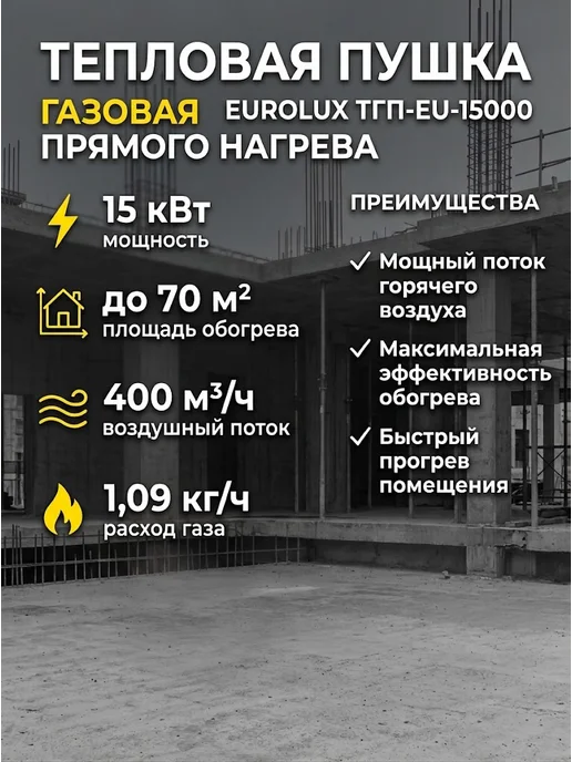 Пушка тепловая газовая для гаража ТГП-EU-15000 — фото 3