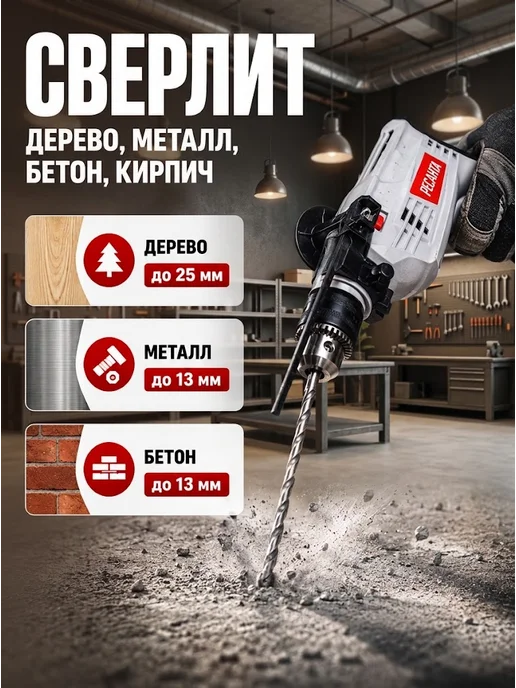 Дрель электрическая от сети ударная ДУ-15/680 — фото 2