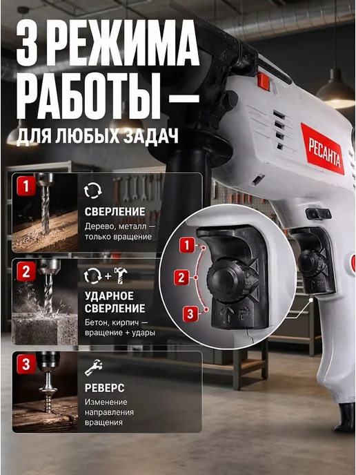 Дрель электрическая от сети ударная ДУ-15/680 — фото 4