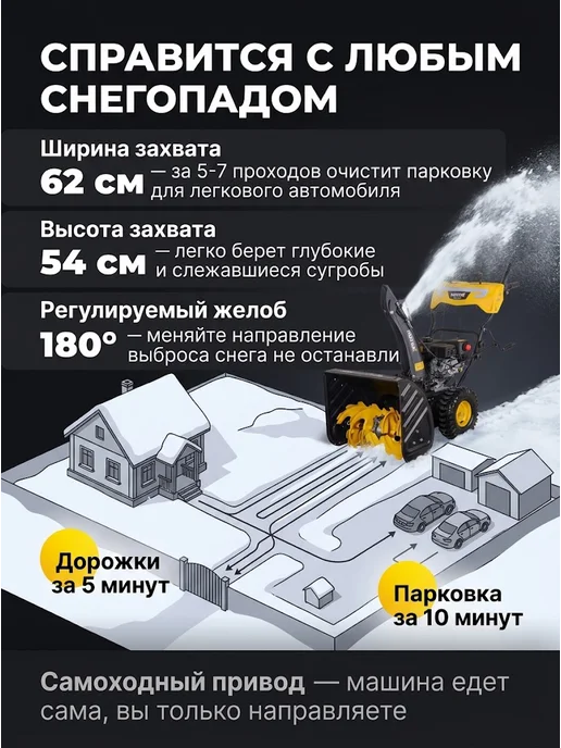 Бензиновый снегоуборщик самоходный SGC 8,0 — фото 3