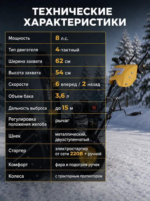 Снегоуборщик бензиновый самоходный SGC 6000 — фото 4