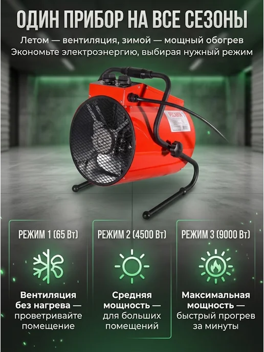 Пушка тепловая электрическая для дома ТЭП-9000К — фото 2