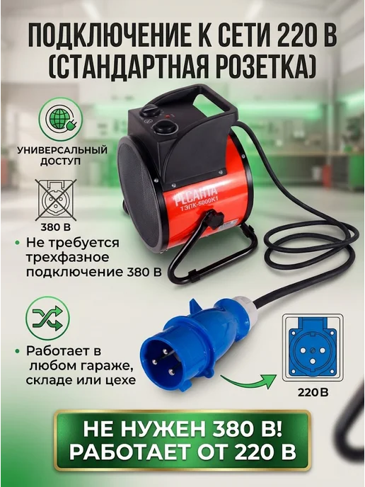 Пушка тепловая электрическая для дома ТЭПК-5000К1 — фото 4