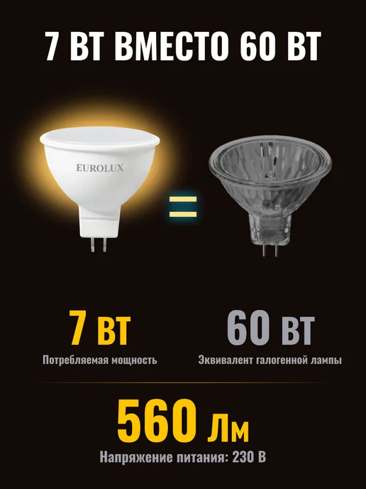 Лампа светодиодная энергосберегающая GU5.3 теплый свет — фото 2