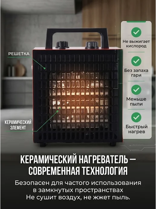 Пушка тепловая электрическая для дома ТЭПК-2000 — фото 4