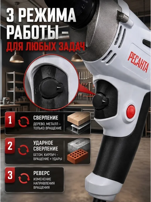 Дрель электрическая от сети ударная ДУ-15/950М — фото 4