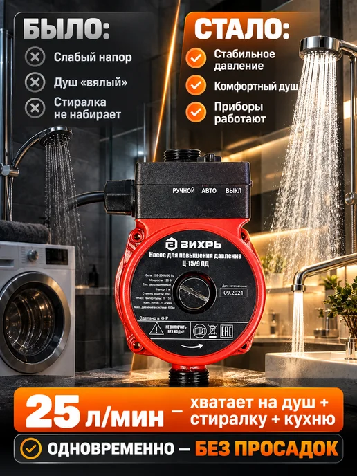 Насос циркуляционный для повышения давления воды Ц-15/9 ПД — фото 3