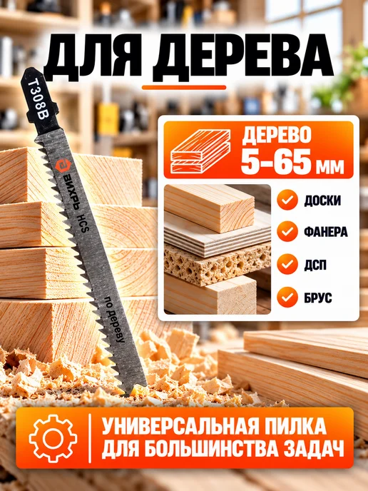 Пилки для лобзика Т308В по дереву 116x90 мм, 2 шт — фото 4