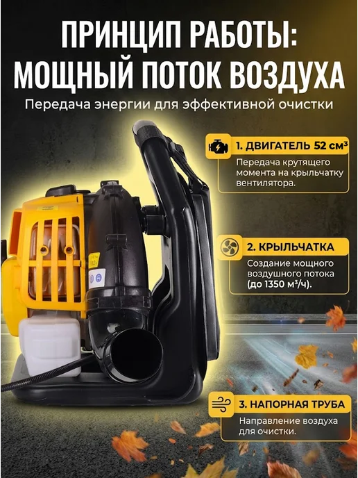 Воздуходувка бензиновая мощная ранцевая GB-52S — фото 2