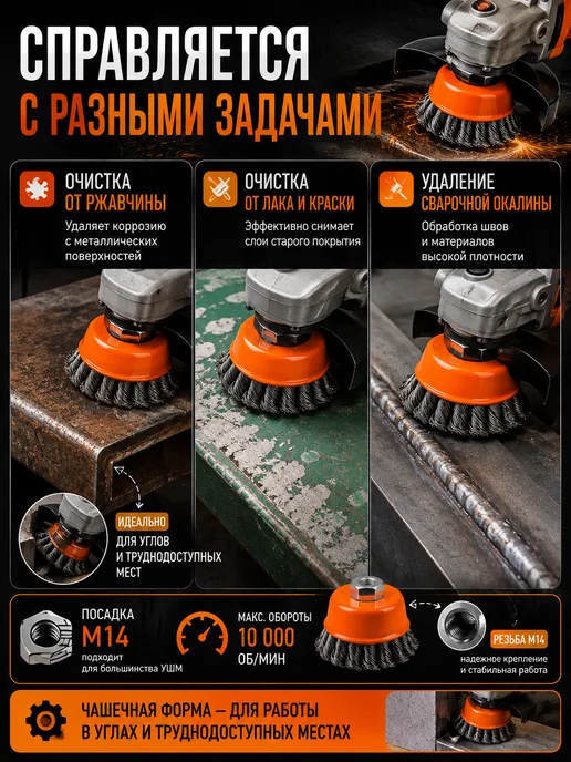Щётка для УШМ по металлу чашечная — фото 3