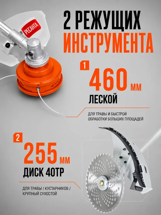 Триммер бензиновый для травы мощный БТР-2900Р — фото 4