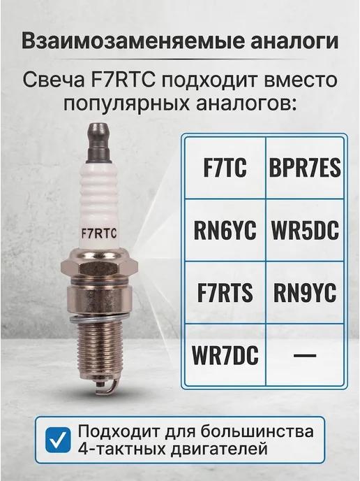 Свеча зажигания для 4-х тактных двигателей 4T F7RTC — фото 2